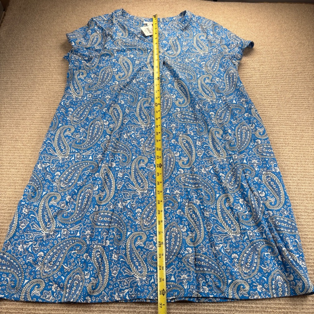 J. Jill Shift Dress Womens XL Blue Paisley Boho Mod Coastal Cotton Blend - Picture 8 of 13